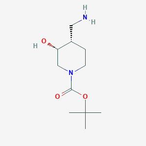Chemical structure of cis-1-Boc-4-aminomethyl-3-hydroxypiperidine