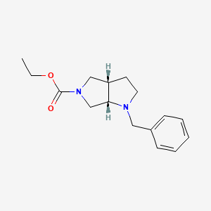 Chemical structure of cis-1-Benzyl-5-ethoxycarbonylhexahydropyrrolo[3,4-b]pyrrole