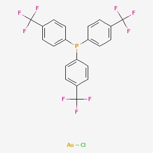 Chemical structure of Chloro[tris(para-trifluoromethylphenyl)phosphine]gold(I)
