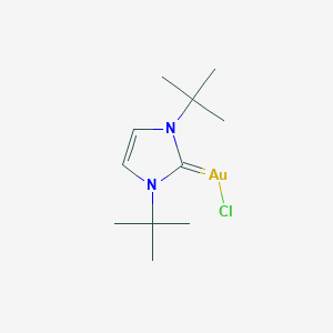 Chemical structure of Chloro[1,3-bis(t-butyl)-2H-imidazol-2-ylidene]gold(I)