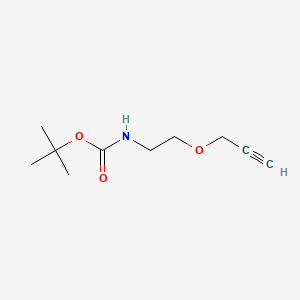 Chemical structure of Carbamic acid, [2-(2-propynyloxy)ethyl]-, 1,1-dimethylethyl ester (9CI)