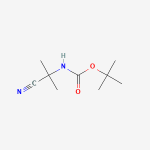 Chemical structure of tert-butyl N-(1-cyano-1-methylethyl)carbamate