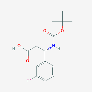 Chemical structure of Boc-(S)-3-Amino-3-(3-fluoro-phenyl)-propionic acid