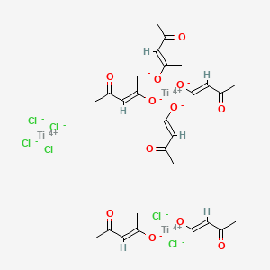 Chemical structure of Bis[tris(2,4-pentanedionato)titanium(IV)] Hexachlorotitanate(IV)