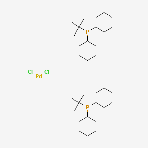 Chemical structure of bis(tert-butyldicylcohexylphosphine)dichloropalladium(II)