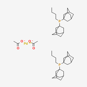 Chemical structure of Bis(Butyldi-1-adamantylphosphine) Palladium diacetate