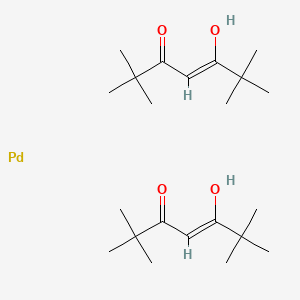 Chemical structure of Bis(2,2',6,6'-tetramethylheptanedionato) palladium(II)