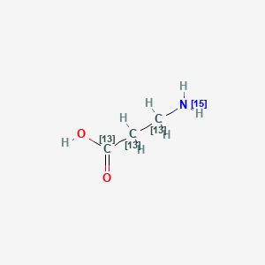 Chemical structure of Beta-Alanine-13C3-15N