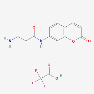 Chemical structure of Beta-alanine 7-amido-4-methylcoumarin trifluoroacetate salt