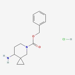 Chemical structure of BENZYL 8-AMINO-5-AZASPIRO[2.5]OCTANE-5-CARBOXYLATE HCL