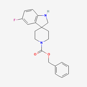 Chemical structure of Benzyl 5-fluorospiro[indoline-3,4'-piperidine]-1'-carboxylate