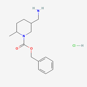 Chemical structure of Benzyl 5-(Aminomethyl)-2-Methylpiperidine-1-Carboxylate Hydrochloride