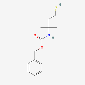 Chemical structure of benzyl 4-mercapto-2-methylbutan-2-ylcarbamate