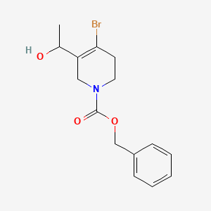 Chemical structure of benzyl 4-broMo-3-(1-hydroxyethyl)-5,6-dihydropyridine-1(2H)-carboxylate