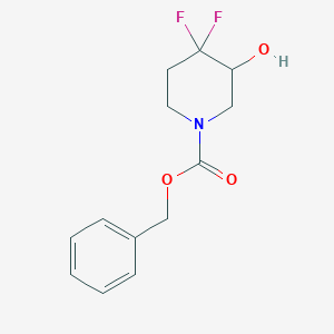 Chemical structure of Benzyl 4,4-difluoro-3-hydroxypiperidine-1-carboxylate