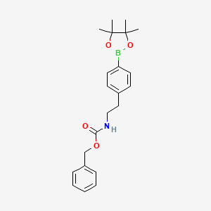 Chemical structure of Benzyl 4-(4,4,5,5-tetramethyl-1,3,2-dioxaborolan-2-yl)phenethylcarbamate