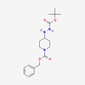 Chemical structure of Benzyl 4-(2-(tert-butoxycarbonyl)hydrazinyl)piperidine-1-carboxylate