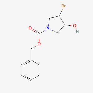 Chemical structure of Benzyl 3-bromo-4-hydroxypyrrolidine-1-carboxylate