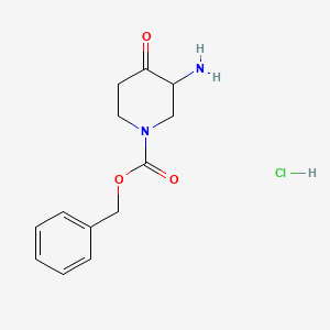 Chemical structure of Benzyl 3-amino-4-oxopiperidine-1-carboxylate hydrochloride