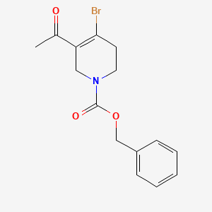 Chemical structure of benzyl 3-acetyl-4-broMo-5,6-dihydropyridine-1(2H)-carboxylate