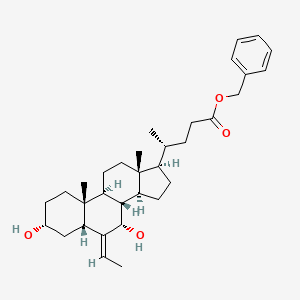 Chemical structure of Benzyl 3-,7-dihydroxy-6-ethyliden-5-cholan-24-oate