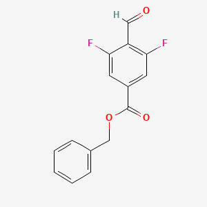 Chemical structure of benzyl 3,5-difluoro-4-formylbenzoate