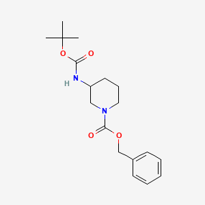 Chemical structure of Benzyl 3-(tert-butoxycarbonylamino)piperidine-1-carboxylate