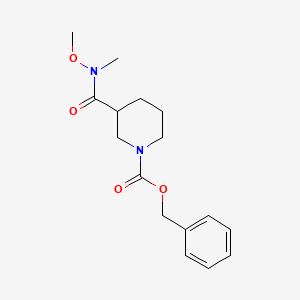 Chemical structure of Benzyl 3-(methoxy(methyl)carbamoyl)piperidine-1-carboxylate