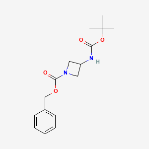 Chemical structure of Benzyl 3-((tert-butoxycarbonyl)amino)azetidine-1-carboxylate
