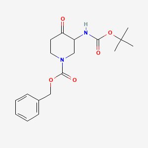 Chemical structure of Benzyl 3-((tert-butoxycarbonyl)amino)-4-oxopiperidine-1-carboxylate
