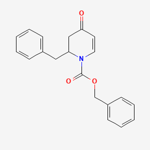 Chemical structure of Benzyl 2-benzyl-4-oxo-3,4-dihydropyridine-1(2H)-carboxylate
