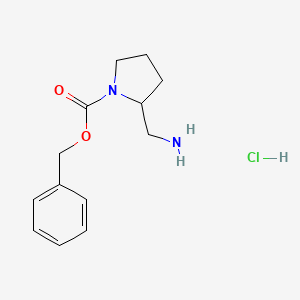 Chemical structure of Benzyl 2-(aminomethyl)pyrrolidine-1-carboxylate hydrochloride