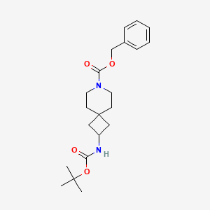 Chemical structure of Benzyl 2-((Tert-Butoxycarbonyl)Amino)-7-Azaspiro[3.5]Nonane-7-Carboxylate