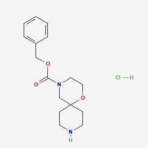 Chemical structure of Benzyl 1-oxa-4,9-diazaspiro[5.5]undecane-4-carboxylate hydrochloride
