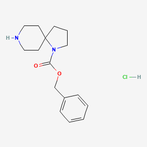 Chemical structure of Benzyl 1,8-diazaspiro[4.5]decane-1-carboxylate hydrochloride