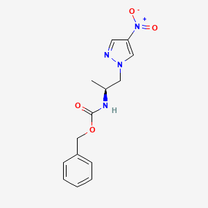 Chemical structure of Benzyl (S)-(1-(4-nitro-1H-pyrazol-1-yl)propan-2-yl)carbamate