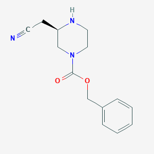Chemical structure of Benzyl (R)-3-(cyanomethyl)piperazine-1-carboxylate