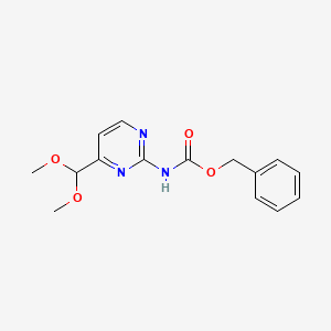 Chemical structure of Benzyl (4-(dimethoxymethyl)pyrimidin-2-yl)carbamate