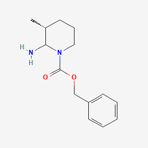 Chemical structure of benzyl (3R)-2-amino-3-methylpiperidine-1-carboxylate