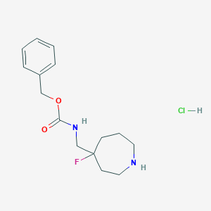 Chemical structure of Benzyl ((4-Fluoroazepan-4-Yl)Methyl)Carbamate Hydrochloride