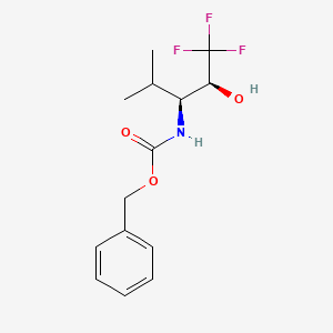 Chemical structure of benzyl ((2S,3S)-1,1,1-trifluoro-2-hydroxy-4-methylpentan-3-yl)carbamate