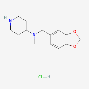 Chemical structure of Benzo[1,3]dioxol-5-ylMethyl-Methyl-piperidin-4-yl-aMine hydrochloride