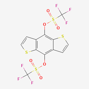 Chemical structure of Benzo[1,2-b:4,5-b']dithiophene-4,8-diyl bis(trifluoromethanesulfonate)