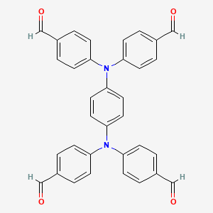 Chemical structure of Benzaldehyde, 4,4',4'',4'''-(1,4-phenylenedinitrilo)tetraki