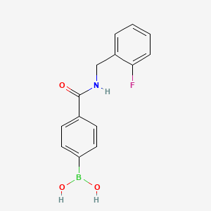 Chemical structure of B-[4-[[[(2-fluorophenyl)methyl]amino]carbonyl]phenyl]Boronic acid