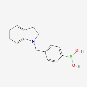 Chemical structure of B-[4-[(2,3-dihydro-1H-indol-1-yl)methyl]phenyl]-Boronic acid