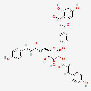 Chemical structure of Apigenin 4'-O-(2'',6''-di-O-E-p-coumaroyl)glucoside