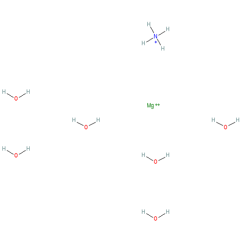 Chemical structure of Ammonium magnesium phosphate hexahydrate