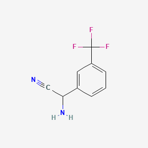 Chemical structure of amino[3-(trifluoromethyl)phenyl]acetonitrile