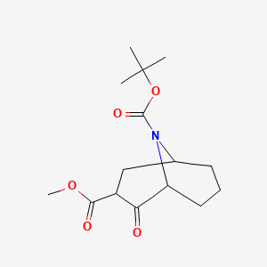 Chemical structure of 9-Tert-Butyl 3-Methyl 2-Oxo-9-Azabicyclo[3.3.1]Nonane-3,9-Dicarboxylate